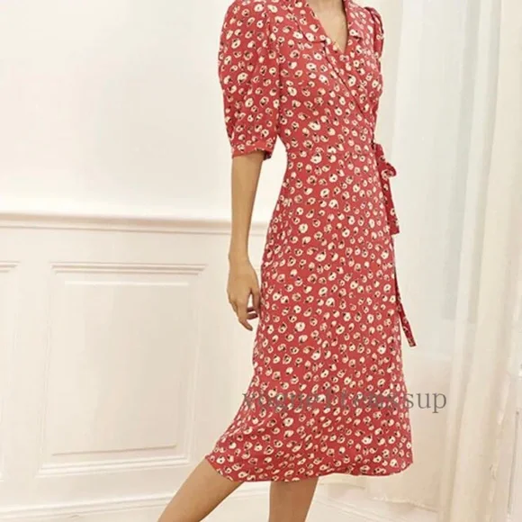 Rouje Red Floral Midi Dress - Picture 9 of 10